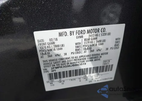 2018 Ford Edge Se z USA, uszkodzony, nr VIN 2FMPK3G96JBB63519